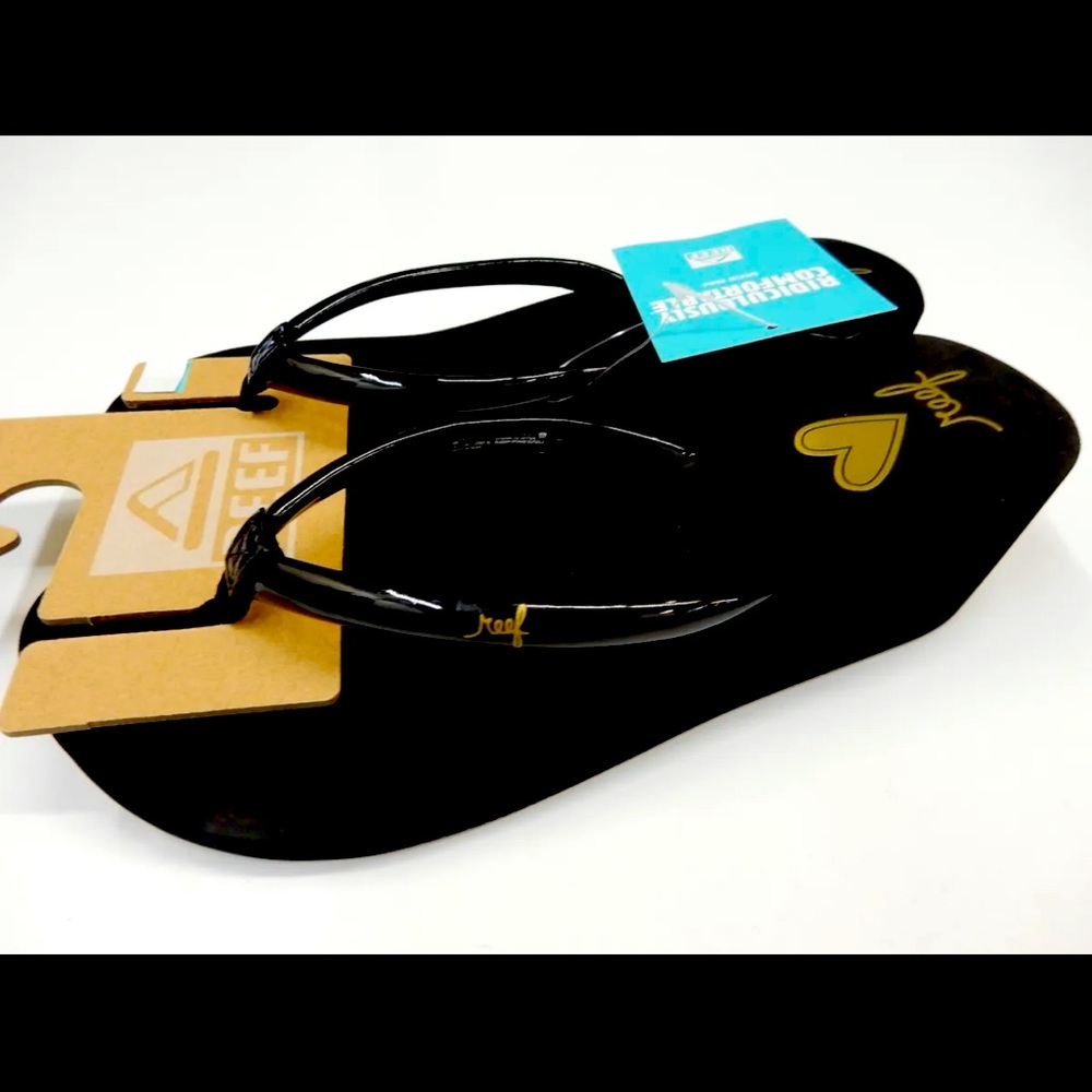 Reef wedge black flip flops size 10